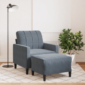 Sillón con taburete terciopelo gris oscuro 60 cm en Sofás | Comprar online en Foru.es