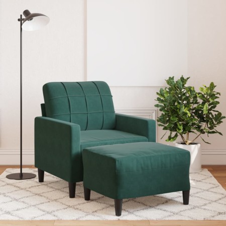 Sillón con taburete terciopelo verde oscuro 60 cm en Sofás | Comprar online en Foru.es