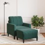 Sillón con taburete terciopelo verde oscuro 60 cm en Sofás | Comprar online en Foru.es