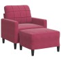Sillón con taburete terciopelo rojo tinto 60 cm en Sofás | Comprar online en Foru.es