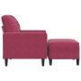 Sillón con taburete terciopelo rojo tinto 60 cm en Sofás | Comprar online en Foru.es