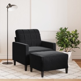Sillón con taburete terciopelo negro 60 cm en Sofás | Comprar online en Foru.es