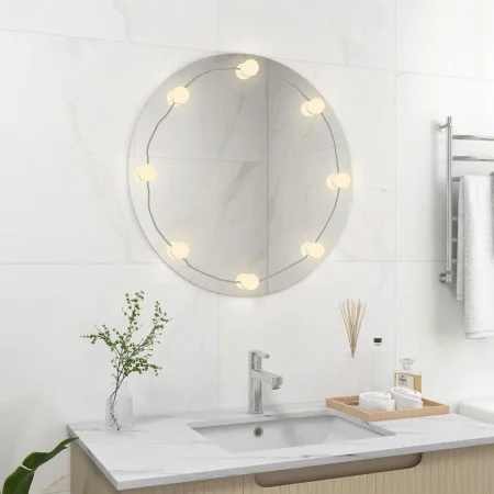 Espejo de pared con luces LED redondo de vidrio de vidaXL, Espejos - Ref: Foro24-3078642, Precio: 60,14 €, Descuento: %