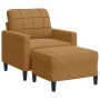Sillón con taburete terciopelo marrón 60 cm en Sofás | Comprar online en Foru.es