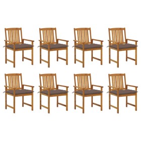 Sillas de jardín con cojines 8 uds madera maciza de acacia de vidaXL, Sillas de jardín - Ref: Foro24-3078201, Precio: 641,88 ...