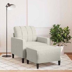 Sillón con taburete terciopelo crema 60 cm en Sofás | Comprar online en Foru.es