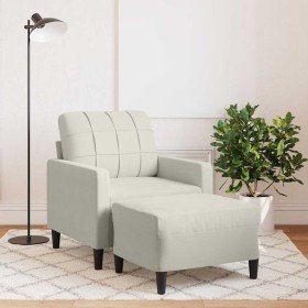 Sillón con taburete terciopelo crema 60 cm en Sofás | Comprar online en Foru.es