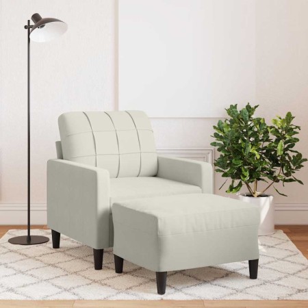 Sillón con taburete terciopelo crema 60 cm en Sofás | Comprar online en Foru.es