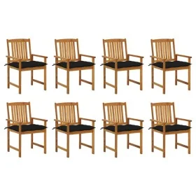 Sillas de jardín con cojines 8 uds madera maciza de acacia de vidaXL, Sillas de jardín - Ref: Foro24-3078200, Precio: 617,98 ...