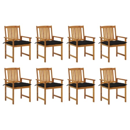 Sillas de jardín con cojines 8 uds madera maciza de acacia de vidaXL, Sillas de jardín - Ref: Foro24-3078200, Precio: 643,68 ...