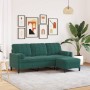 Sofá de 3 plazas con taburete de terciopelo verde oscuro 180 cm en Sofás | Comprar online en Foru.es