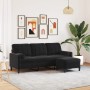 Sofá de 3 plazas con taburete de terciopelo negro 180 cm en Sofás | Comprar online en Foru.es