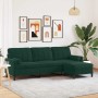Sofá de 3 plazas con taburete de terciopelo verde oscuro 210 cm en Sofás | Comprar online en Foru.es
