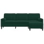 Sofá de 3 plazas con taburete de terciopelo verde oscuro 210 cm en Sofás | Comprar online en Foru.es
