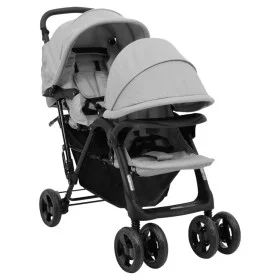 Light gray steel tandem twin trolley by vidaXL, Baby strollers - Ref: Foro24-10347, Price: 217,12 €, Discount: %