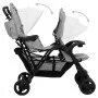 Carrito para gemelos tandem de acero gris claro de vidaXL, Cochecitos de bebé - Ref: Foro24-10347, Precio: 217,12 €, Descuent...