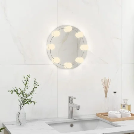Espejo de pared sin marco con luces LED redondo de vidrio de vidaXL, Espejos - Ref: Foro24-3078646, Precio: 28,44 €, Descuent...