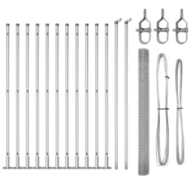Cerca de alambre soldado con 13 postes flangados 1.6x25 m Acero galvanizado de , Paneles de vallas - Ref: Foro24-3352332, Pre...