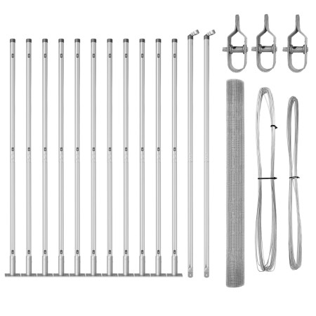 Cerca de alambre soldado con 13 postes flangados 1.6x25 m Acero galvanizado de , Paneles de vallas - Ref: Foro24-3352332, Pre...