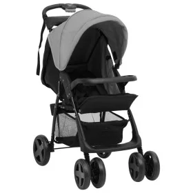 Light gray and black steel 2-in-1 baby stroller by vidaXL, Baby strollers - Ref: Foro24-10383, Price: 124,46 €, Discount: %