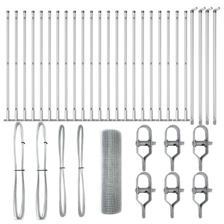 Cerca de Alambre Soldado con 13 Postes Flangados 0.5x50 m Acero Galvanizado de , Paneles de vallas - Ref: Foro24-3352342, Pre...