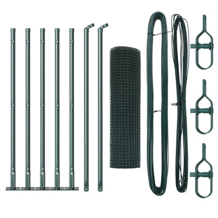 Cerca de Alambre Soldado  con 7 Postes Flangados Verde 0.6x10 m de Acero | Foro24.es | Tu tienda online para hogar, jardín y más Foro24.es