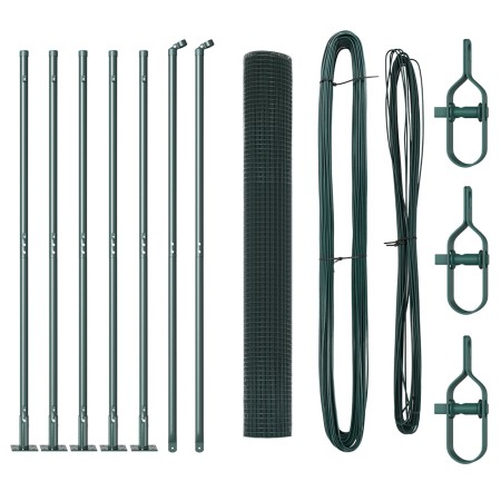 Valla de Alambre Soldado con 7 Postes Flangados Verde 1.2x10 m de Acero de , Paneles de vallas - Ref: Foro24-3352406, Precio:...