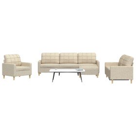 Juego de sofás con reposapiés 4 piezas tela crema en Sofás | Comprar online en Foru.es