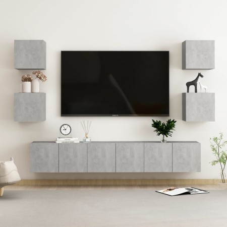 Set de muebles de salón 7 pzas madera ingeniería gris hormigón de vidaXL, Muebles TV - Ref: Foro24-3079081, Precio: 162,33 €,...