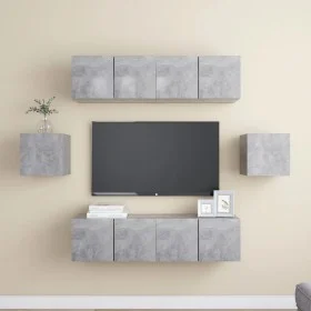 Set muebles de salón TV 6 pzas madera ingeniería gris hormigón de vidaXL, Muebles TV - Ref: Foro24-3079102, Precio: 165,50 €,...