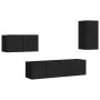 Set de muebles de salón TV 4 piezas madera de ingeniería negro de vidaXL, Muebles TV - Ref: Foro24-3078782, Precio: 125,27 €,...