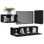 Set de muebles de salón TV 4 piezas madera de ingeniería negro de vidaXL, Muebles TV - Ref: Foro24-3078782, Precio: 125,27 €,...