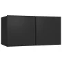Set de muebles de salón TV 4 piezas madera de ingeniería negro de vidaXL, Muebles TV - Ref: Foro24-3078782, Precio: 125,27 €,...