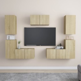 Set de muebles salón TV 7 pzas madera ingeniería roble Sonoma de vidaXL, Muebles TV - Ref: Foro24-3078986, Precio: 224,01 €, ...
