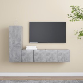 Set muebles de salón TV 3 pzas madera ingeniería gris hormigón de vidaXL, Muebles TV - Ref: Foro24-3079093, Precio: 106,65 €,...
