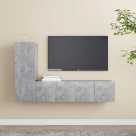 Set muebles de salón TV 3 pzas madera ingeniería gris hormigón de vidaXL, Muebles TV - Ref: Foro24-3079093, Precio: 106,65 €,...