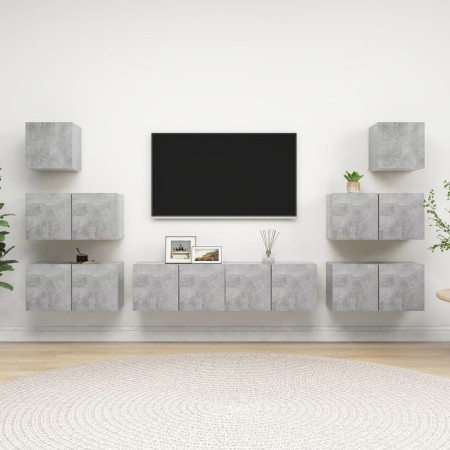 Set muebles de salón TV 8 pzas madera ingeniería gris hormigón de vidaXL, Muebles TV - Ref: Foro24-3079134, Precio: 201,55 €,...