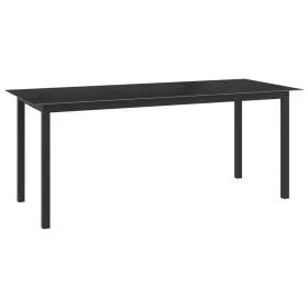 Aluminum and black glass garden table 190x90x74cm by vidaXL, Garden tables - Ref: Foro24-312202, Price: 166,15 €, Discount: %