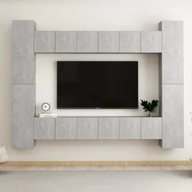 Set de muebles de salón 10 pzas madera ingeniería gris hormigón de vidaXL, Muebles TV - Ref: Foro24-3079072, Precio: 390,81 €...
