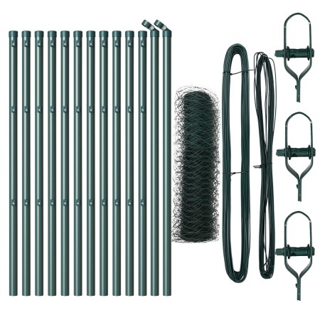 Cerca Hexagonal Verde 0.6x25 m de Acero, Postes de Cerca  13 pcs Verde Ø32 mm 100 cm Acero Galvanizado | Foro24.es | Tu tienda online para hogar, jardín y más Foro24.es