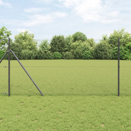 Cerca Hexagonal Gris 1x10 m Acero, Postes de Cerca 7 pcs Gris Ø32 mm 150 cm Acero Galvanizado de , Postes de cerca - Ref: For...