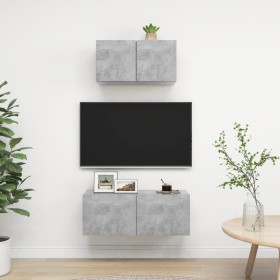 Set de muebles de salón 2 pzas madera ingeniería gris hormigón de vidaXL, Muebles TV - Ref: Foro24-3079120, Precio: 69,08 €, ...