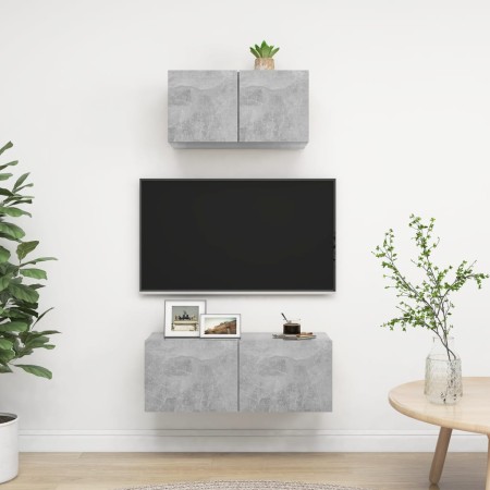 Set de muebles de salón 2 pzas madera ingeniería gris hormigón de vidaXL, Muebles TV - Ref: Foro24-3079120, Precio: 69,08 €, ...