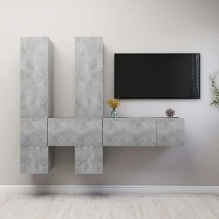 Set muebles de salón TV 7 pzas madera ingeniería gris hormigón de vidaXL, Muebles TV - Ref: Foro24-3079138, Precio: 213,55 €,...