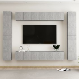 Set de muebles de salón 10 pzas madera ingeniería gris hormigón de vidaXL, Muebles TV - Ref: Foro24-3079085, Precio: 399,94 €...