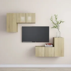 Juego de muebles de salón 4 piezas roble Sonoma de vidaXL, Muebles TV - Ref: Foro24-3079003, Precio: 133,18 €, Descuento: %