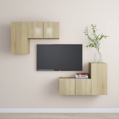 Juego de muebles de salón 4 piezas roble Sonoma de vidaXL, Muebles TV - Ref: Foro24-3079003, Precio: 132,06 €, Descuento: %