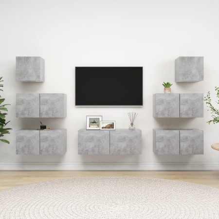 Set muebles de salón TV 7 pzas madera ingeniería gris hormigón de vidaXL, Muebles TV - Ref: Foro24-3079132, Precio: 194,77 €,...