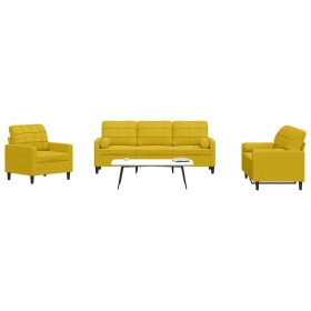 Juego de sofás con cojines 3 piezas terciopelo amarillo en Sofás | Comprar online en Foru.es