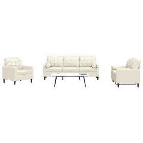 Juego de sofás con cojines 3 piezas terciopelo crema en Sofás | Comprar online en Foru.es